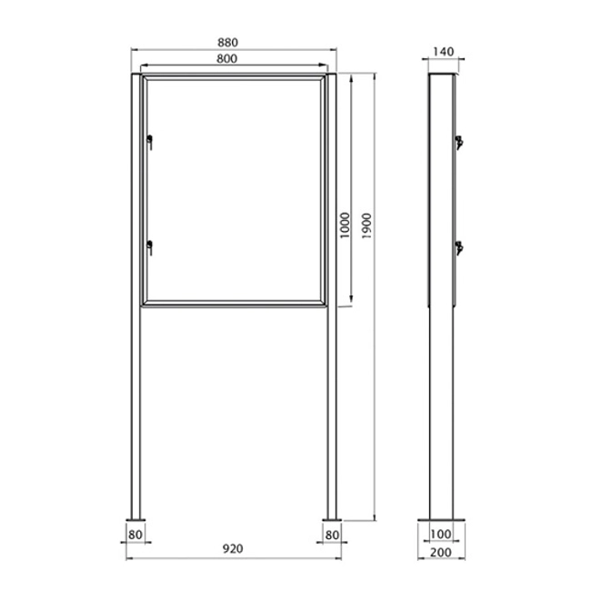 Vendita online Bacheca porta avvisi Maxi SB3 con pali sostegno verniciata corten